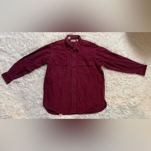 Vintage LL Bean Chamois Cloth Shirt Mens 17.5 Workwear Red Heavy USA Made Work